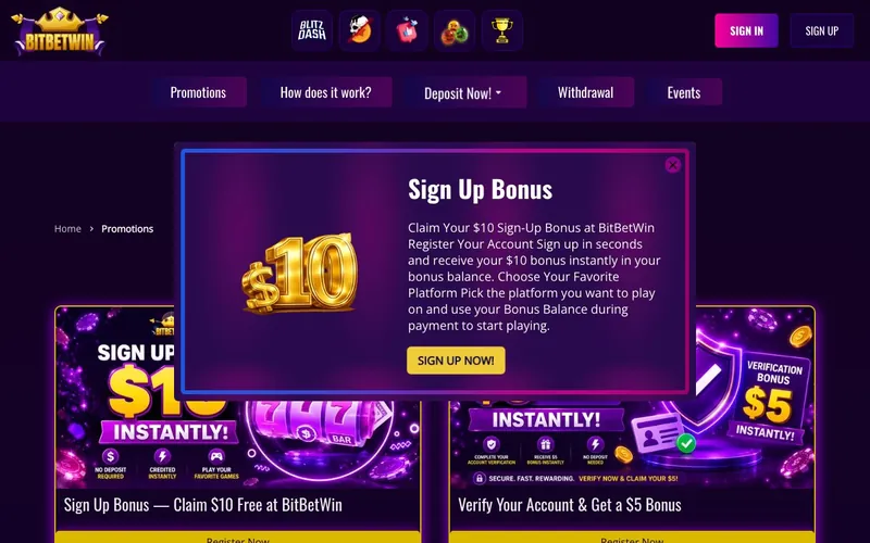 BitBetWin Casino promotions