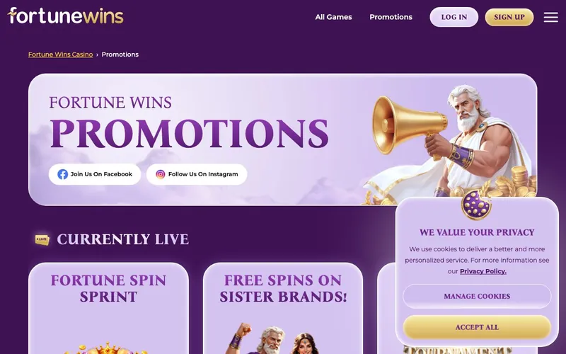 Fortune Coins Casino promotions
