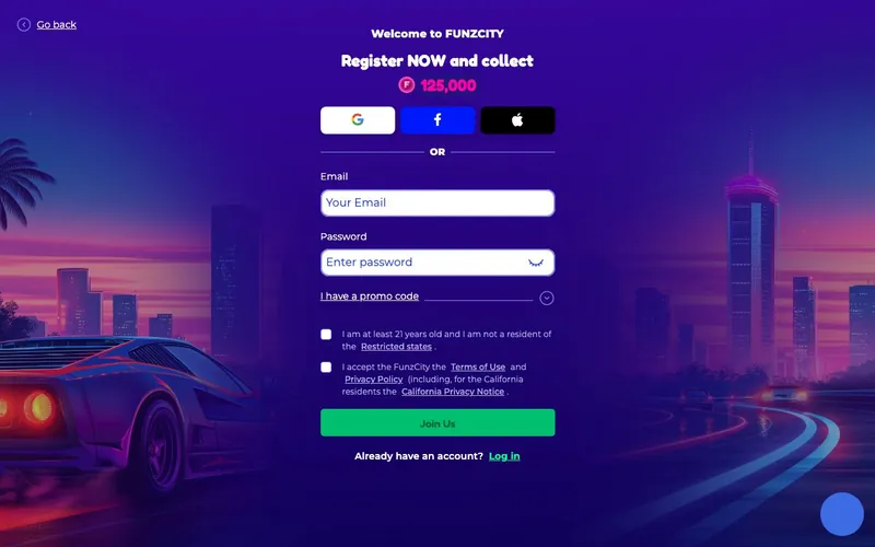 FunzCity Casino register