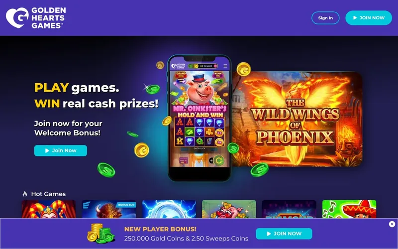 Golden Hearts Games homepage