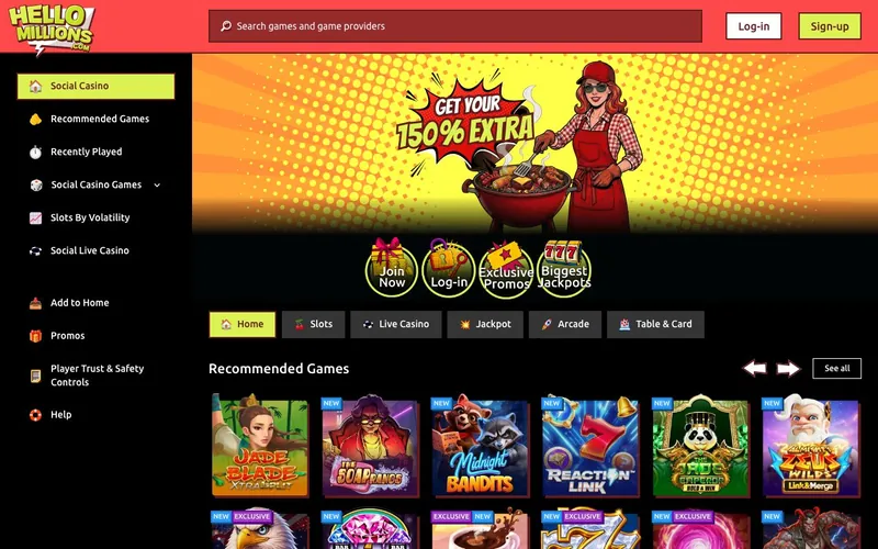 Hello Millions Casino homepage