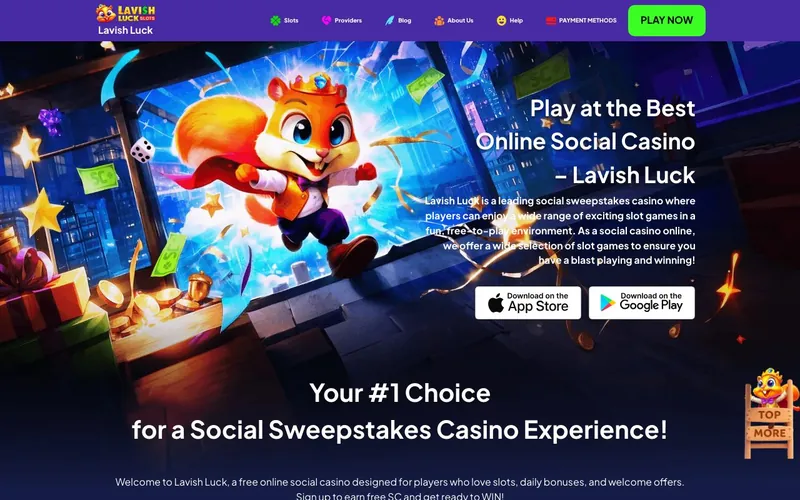 Lavish Luck Casino homepage