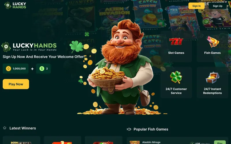 Lucky Hands Casino homepage