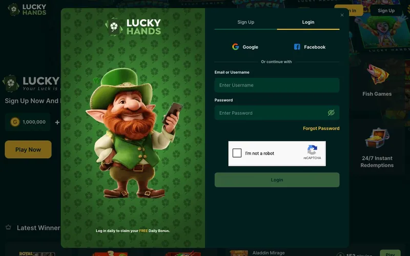 Lucky Hands Casino login