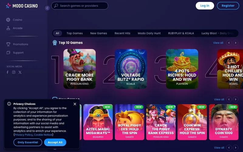 Modo.us Casino games