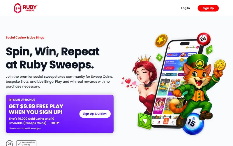 Ruby Sweeps Casino homepage