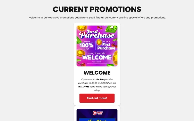 Ruby Sweeps Casino promotions