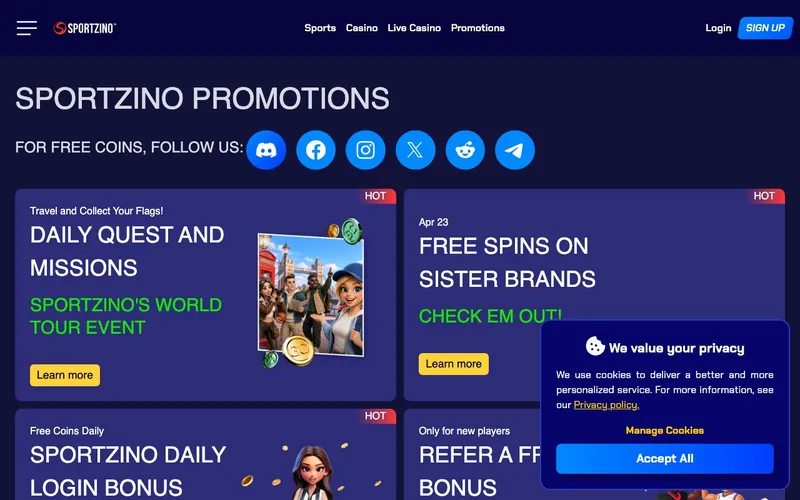 Sportzino promotions