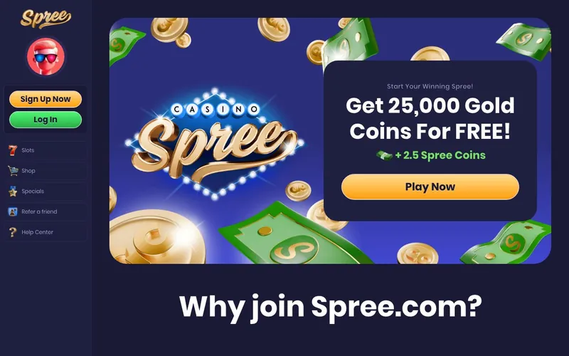 Spree Casino homepage