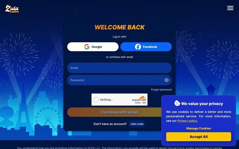 Zula Casino login